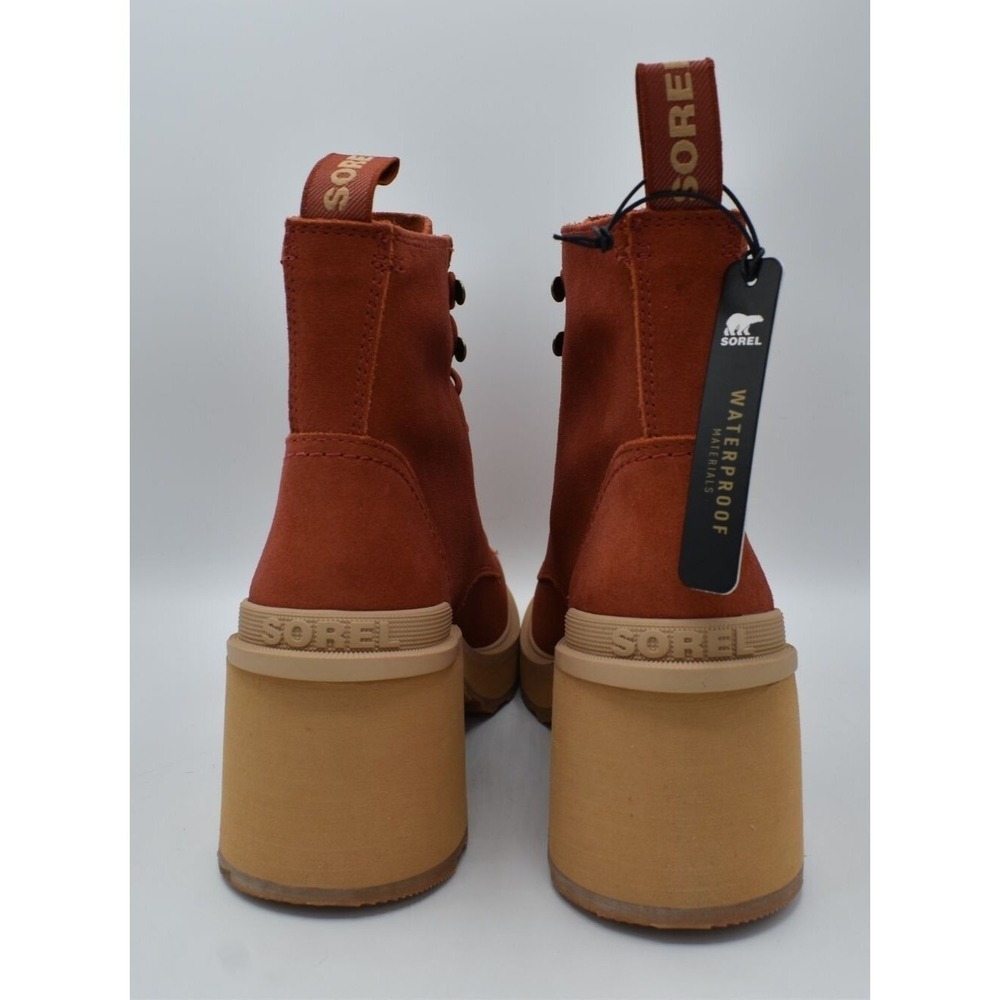 Sorel Brex Boot Lace Women Size 9.5 Clay Red New Waterproof Suede Platform Lug - Picture 6 of 9